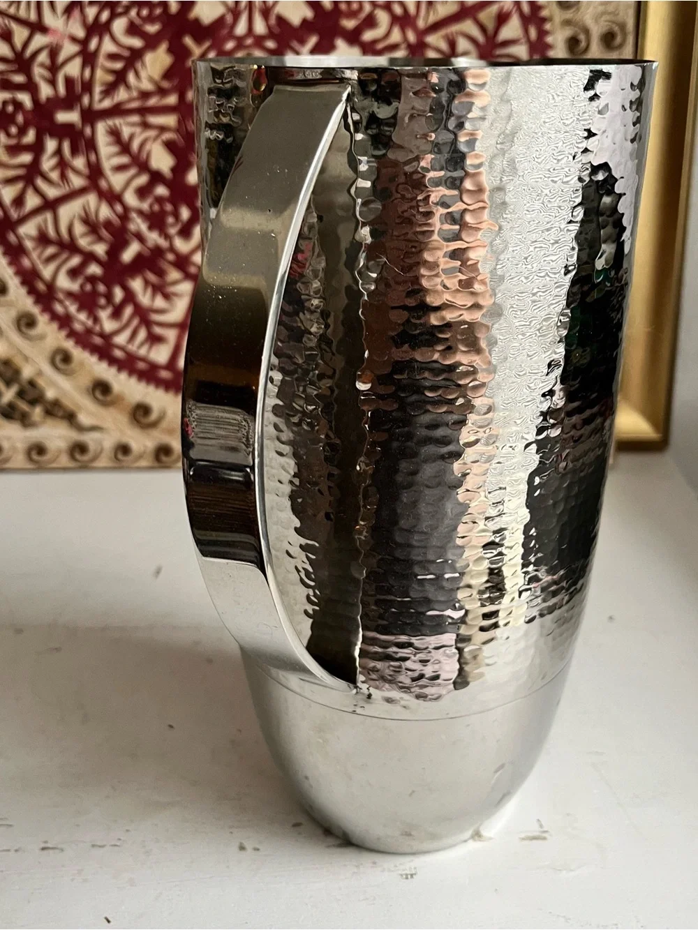 Crate and Barrel Graham 82 oz. Hammered Metal Pitcher